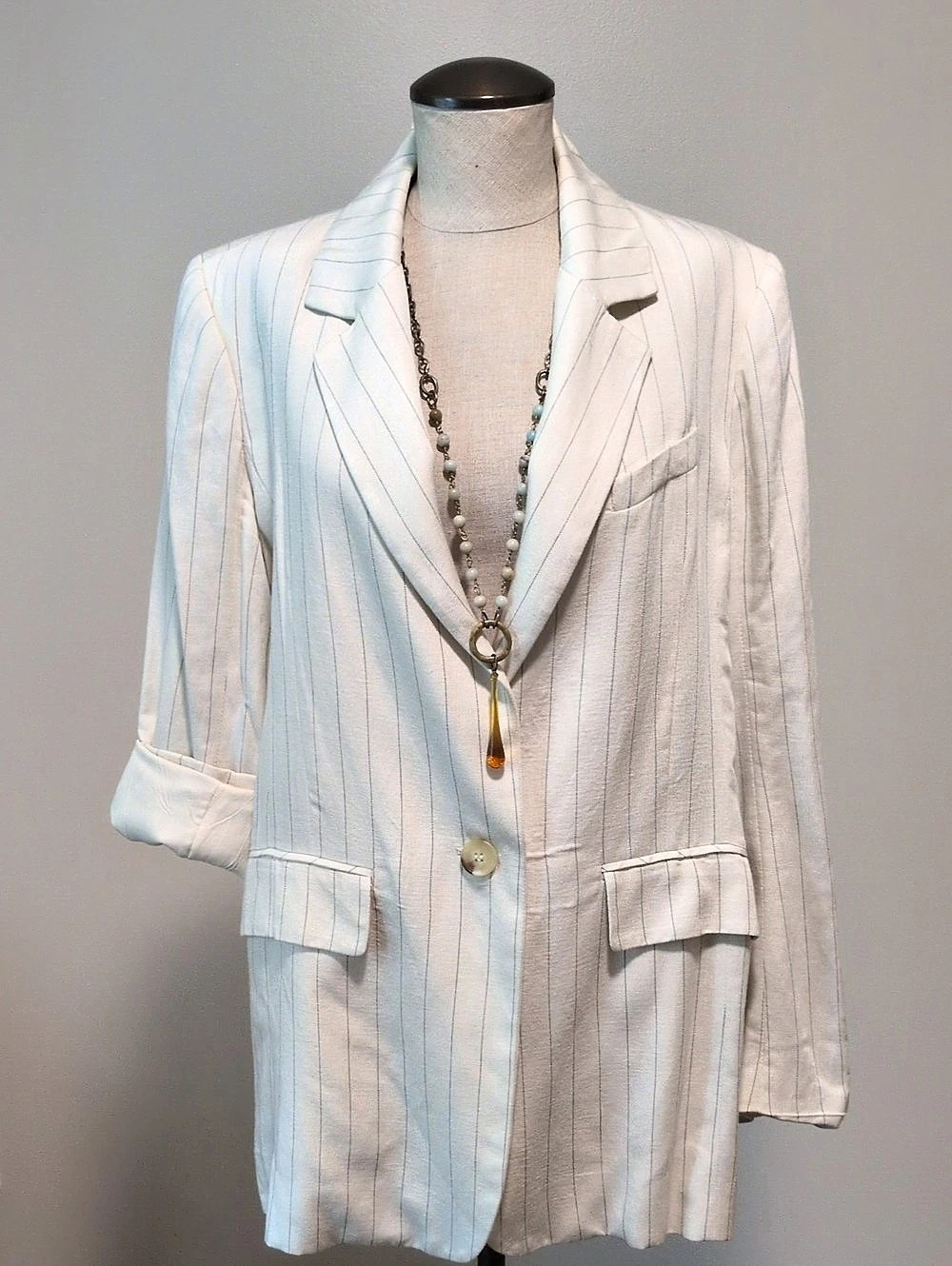 Small Free People Pinstripe Blazer in Winter White Like New
